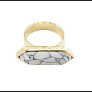 Modern White Marble Stone Ring